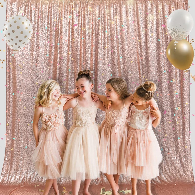 PartyDelight Rose Gold Sequin Backdrop 10x10ft - High Density 3mm Shimmer Sequin Background with 4-Inch Rod Pocket, Sparkly Photography Curtain for Wedding, Gala, Stage & Professional Studio Decor - Image 3